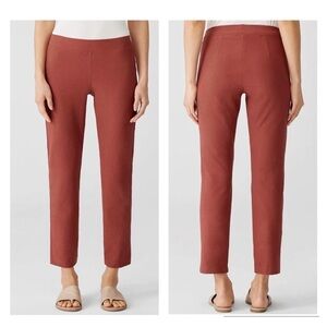 Eileen Fisher Washable Stretch Crepe Pant Slim Ankle Terracotta Minimalist S